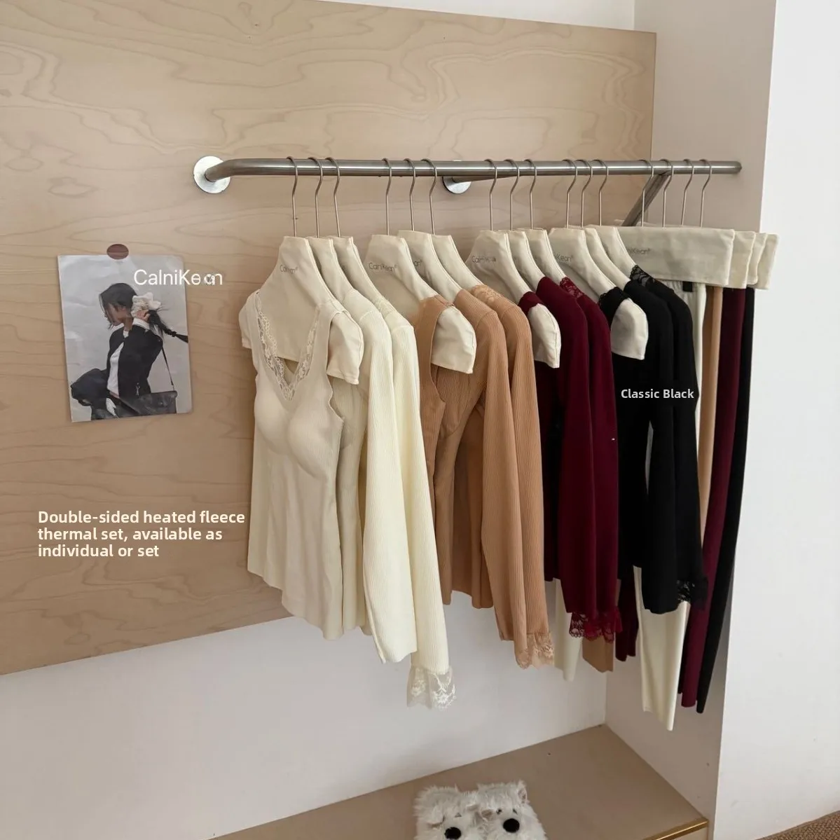 مجموعة حرارية مصقولة من الصوف الساخن على الوجهين تحافظ على الدفء وياقة دانتيل مريحة ومريحة ومتعددة الاستخدامات للجنسين سميكة... #1