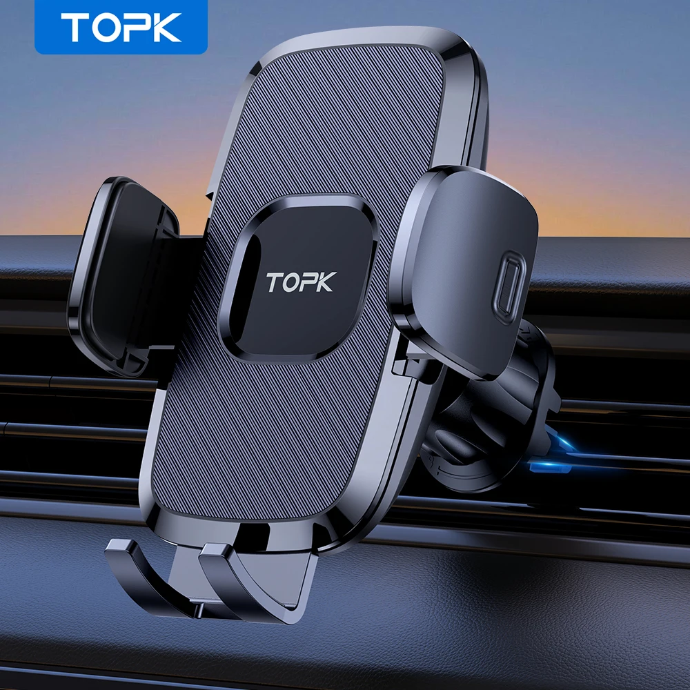 

TOPK Car Phone Holder Air Vent Car Mount [Big Phone & Thick Cases] Hands Free Cell Phone Automobile Clamp Cradles for All Phones