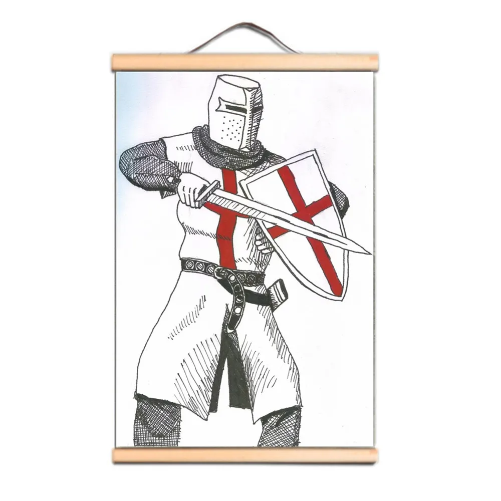 Create a Classic Look in Your Room with This Canvas Scroll Painting - Vintage Knights Templar Armor Warrior Wall Art Poster C3