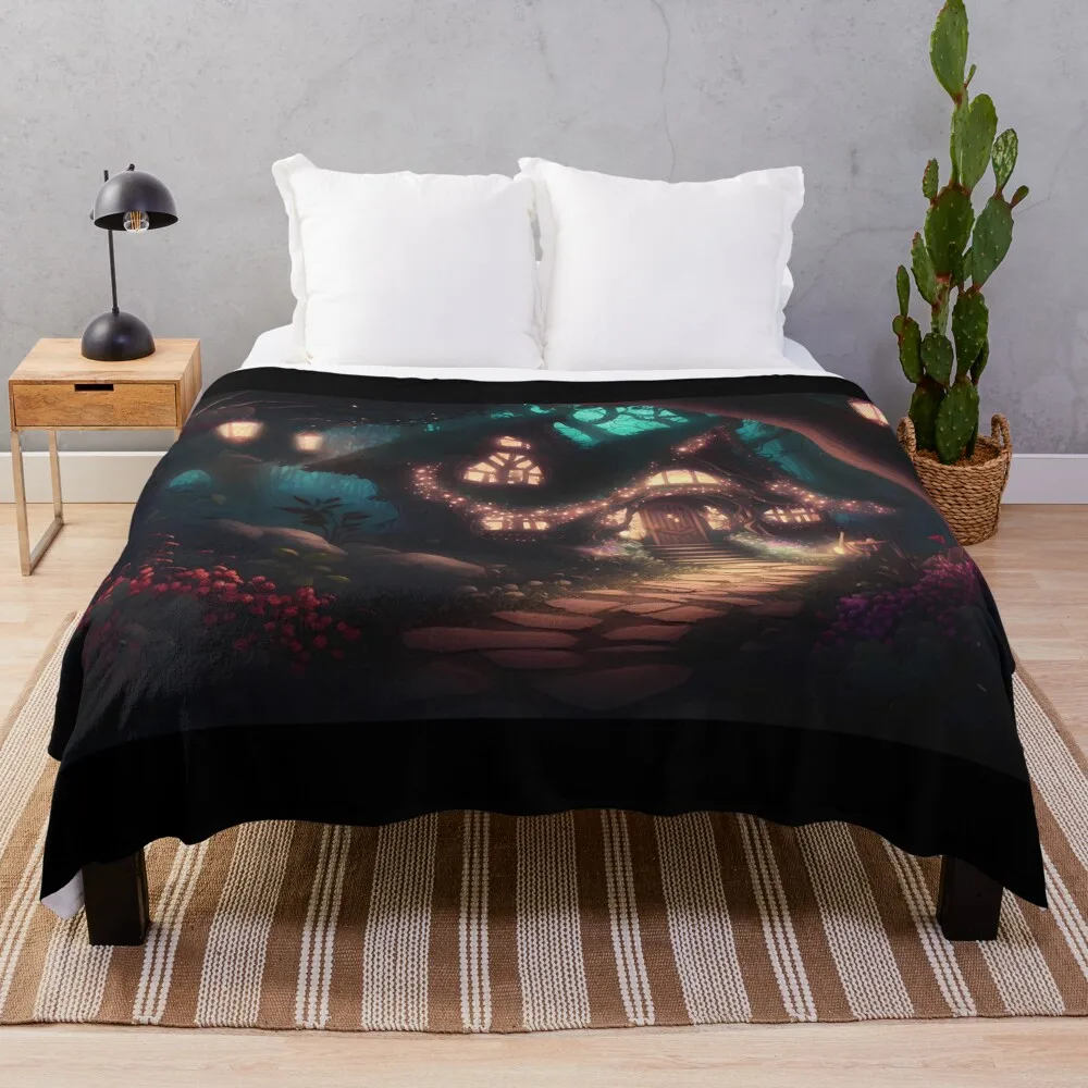 

Fantasy Fairy Forest Cottage Throw Blanket for sofa Summer Beddings blankets ands Single Blankets