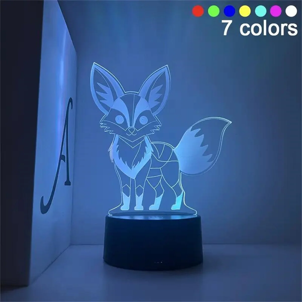 1pc Fox 3D Night Light, 3D Optical Illusion Lamp With Touch, 7-Color Changing Ambient Light For Bedroom