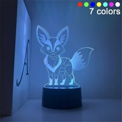 1pc Fox 3D Night Light, 3D Optical Illusion Lamp With Touch, 7-Color Changing Ambient Light For Bedroom