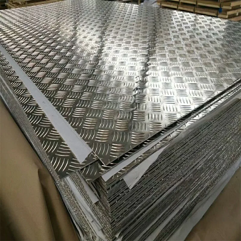 1060 5052 6061 Aluminum Diamond Plate 5 Bar Tread Plate Non Slip Floor Sheet