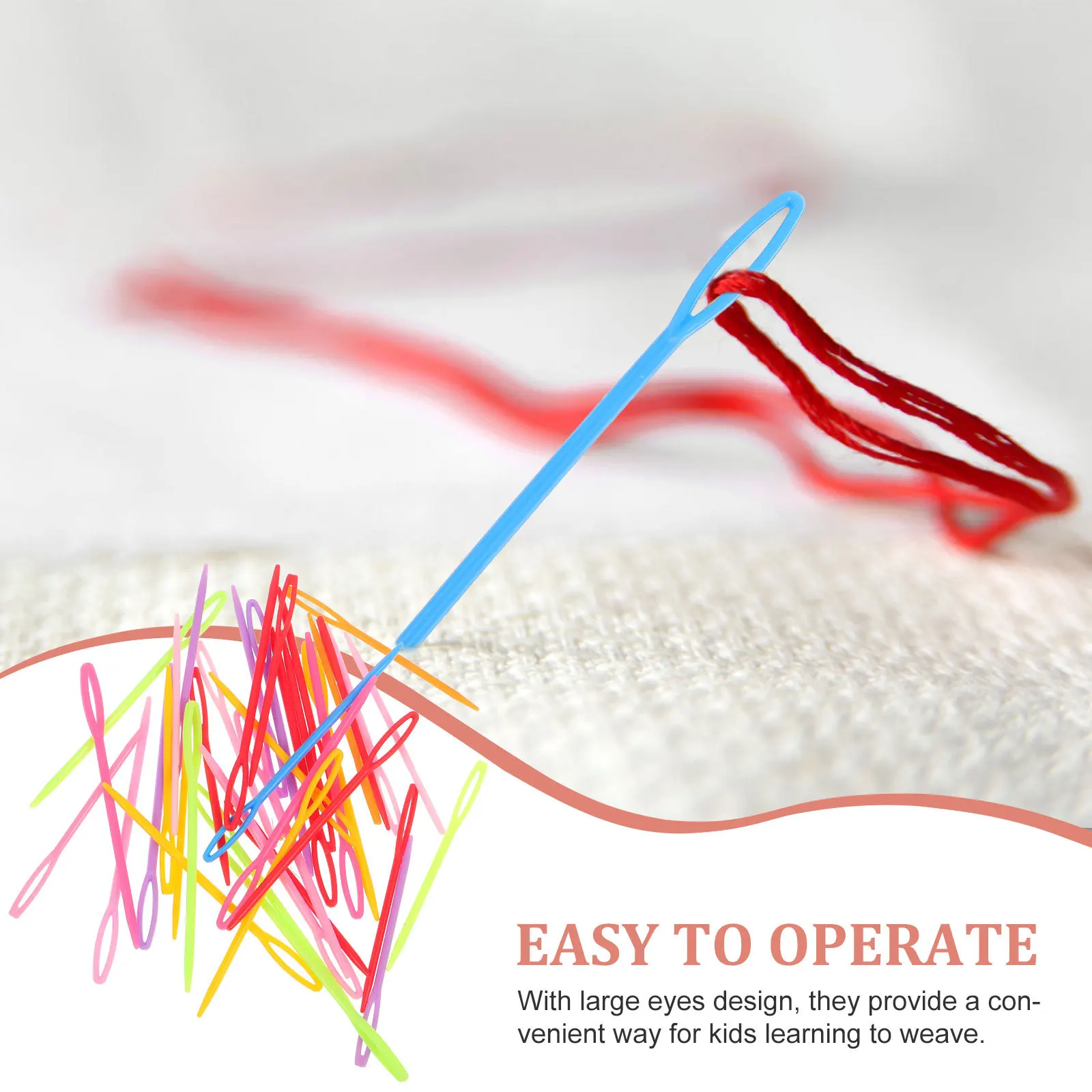 

40Pcs Sewing Needles Plastic Large Eye Two Sizes Needlework Tools 7Cm 9Cm Mixed Colors Plastic Needles