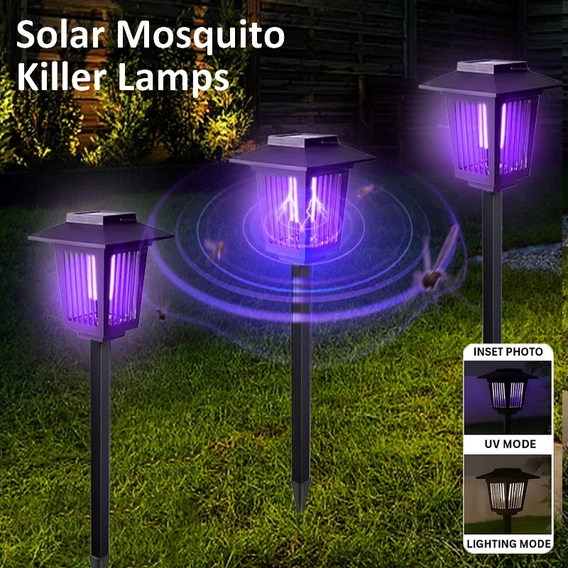 Exterminador solar para insectos voladores al aire libre, asesino o estaca en el suelo, resistente al agua para uso interior y exterior, jardín, Patio, Camping