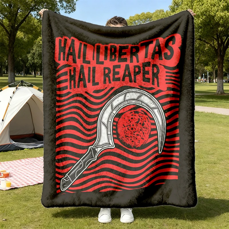 Red Rising Comfort Flannel Blanket, Hail Libertas Hail Reaper, Vintage Flannel Throw Cozy Blanket