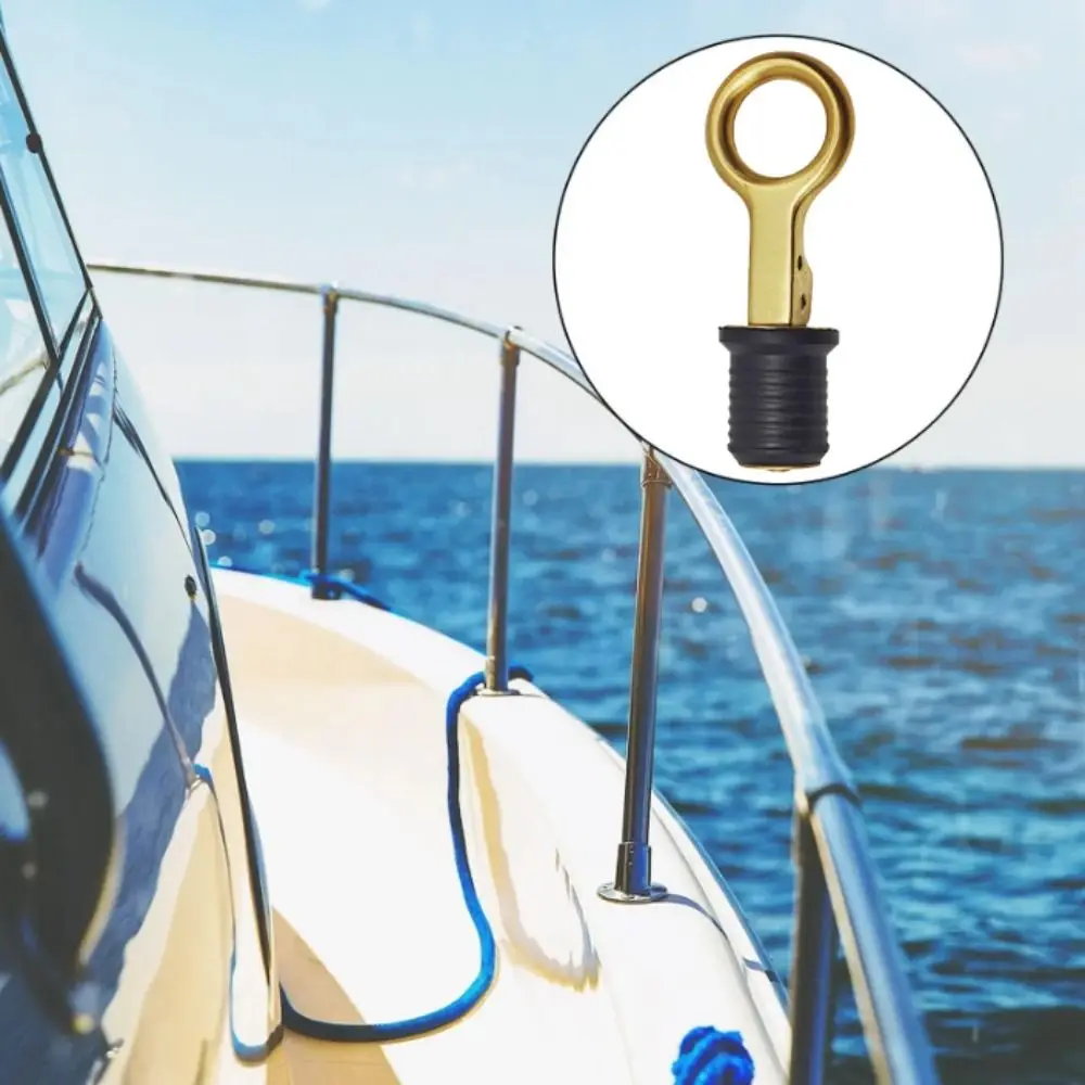 Sturdy Brass Handle Drain Plug Snap Handle 1 Inch Boat Accessories Brass Material Rubber Plug Marine Boat Drain Plug Boat