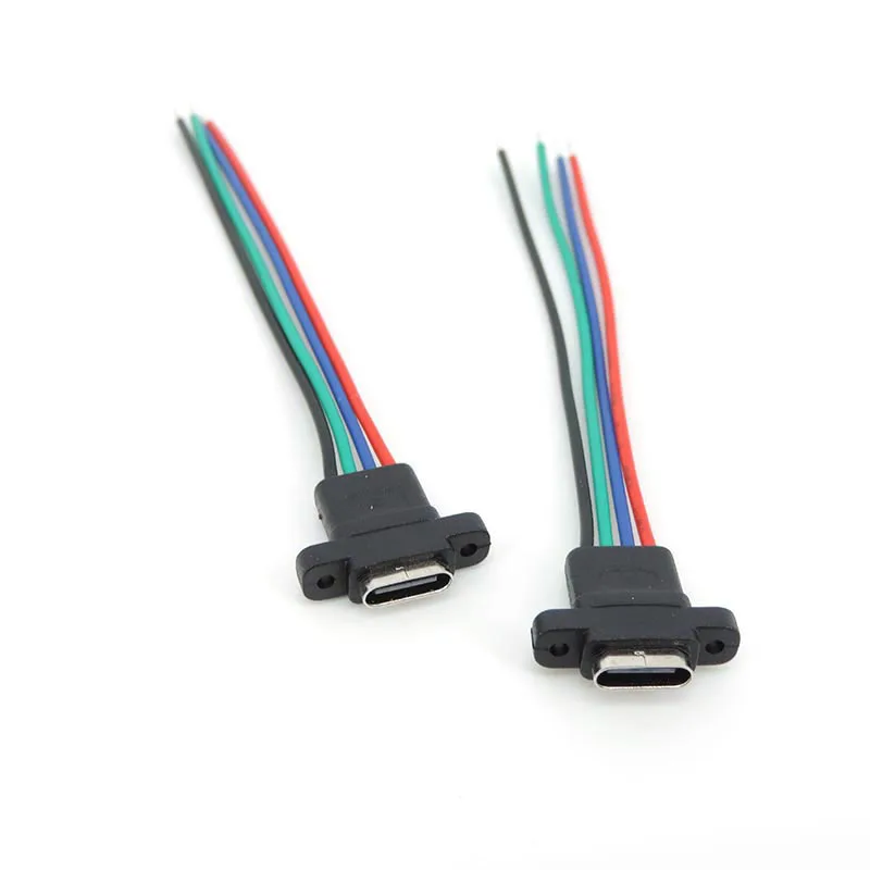 USB Type C Waterproof Connector Welding Wire Female Socket High Current Fast Charging Type-c Female Port Charging Interface Jack