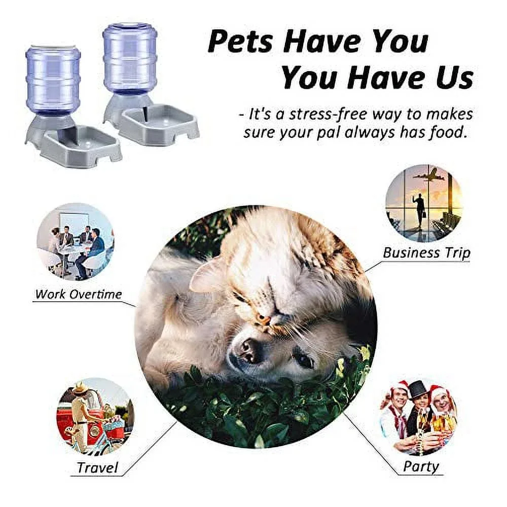 Pet Feeder and Water Food Dispenser Automatic for Dogs Cats,Gravity Refill, Easily Clean, Self Feeding for Small Large Pets