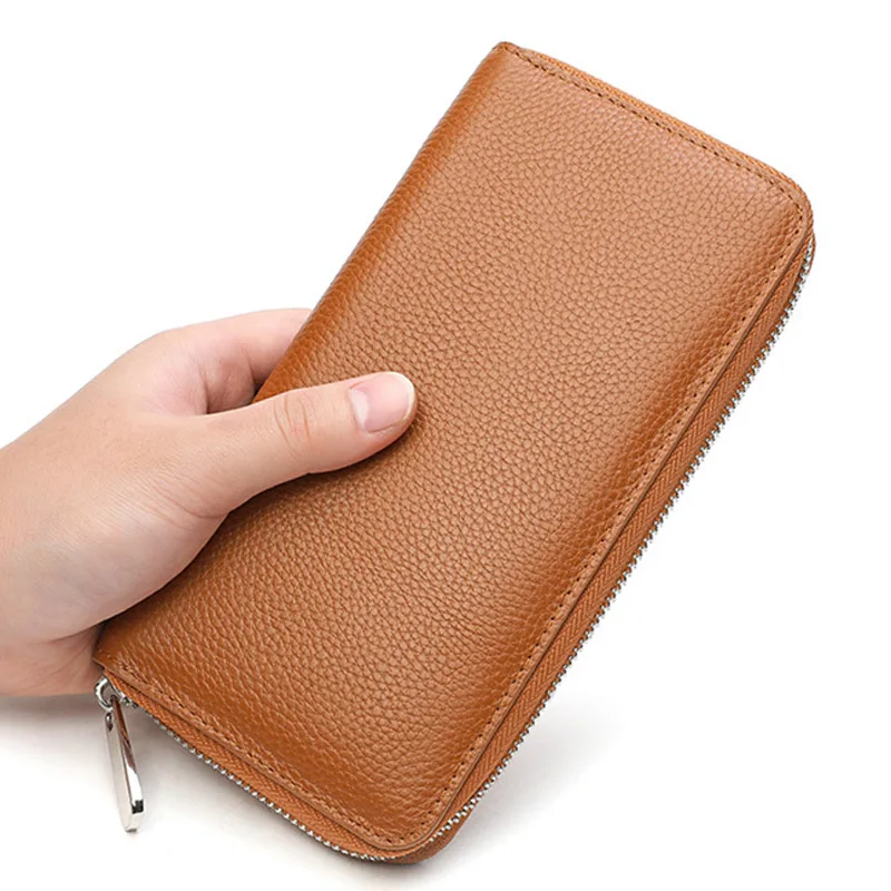 

Genuine Leather Women Wallet Phone Money ID Card Holders Zipper Women Wallets Female Long Clutch Bag Coin Purse Card Holder