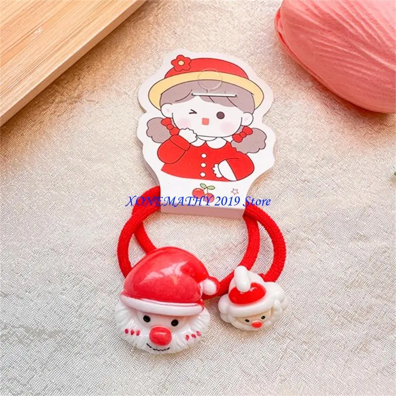

F42F Christmas Hair Ornaments For Children 5/10Pairs Assorted Colors Flexible Resin Scrunchies Gift