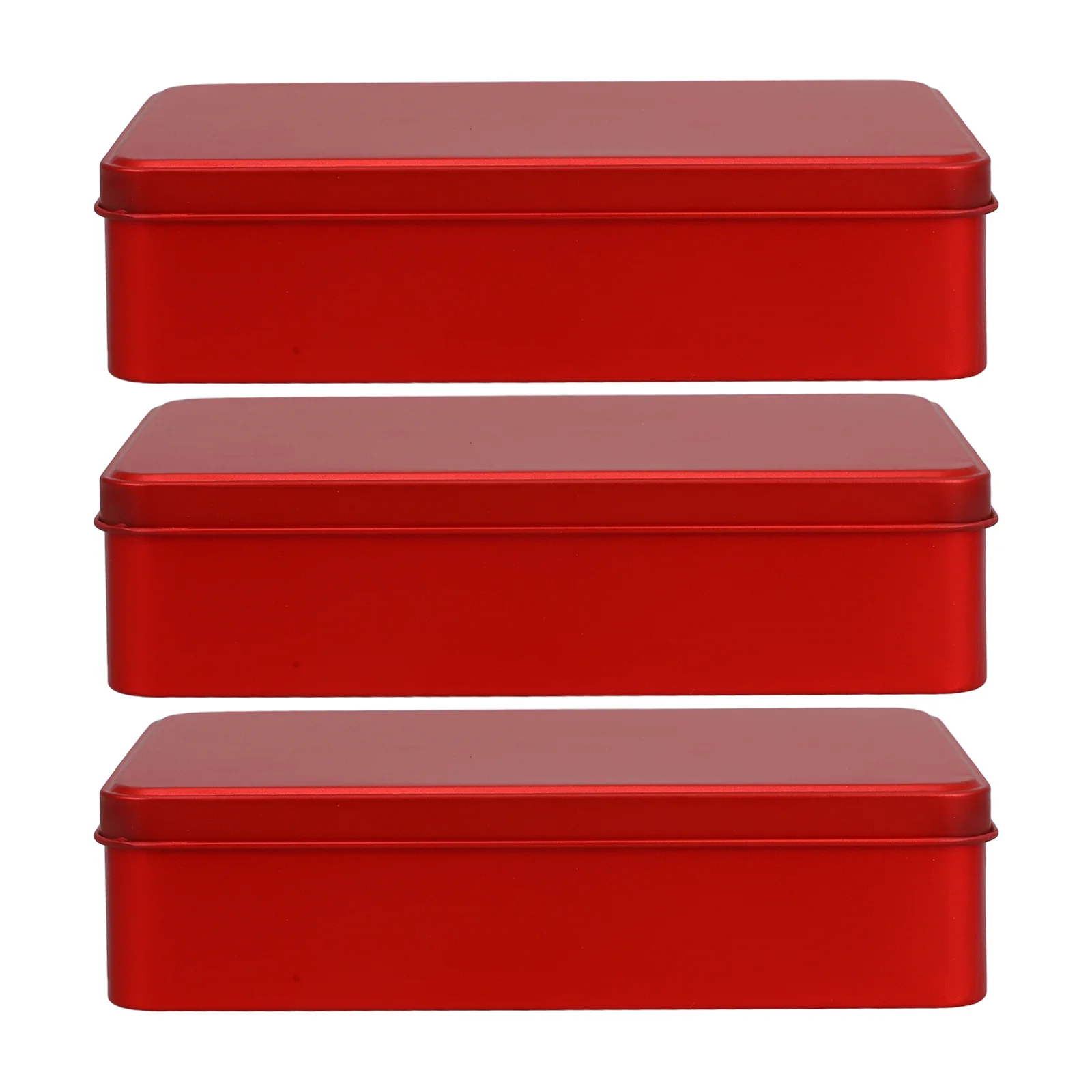 

3pcs Rectangular Tinplate Storage Boxes Empty Metal Tin Container For Candy Chocolate Small Crafts Portable Minimalist Design