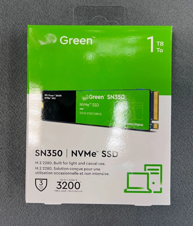 

Green SN350 1TB WDS100T3G0C M.2 2280 PCIe3.0 x4 NVMe Solid State Drive