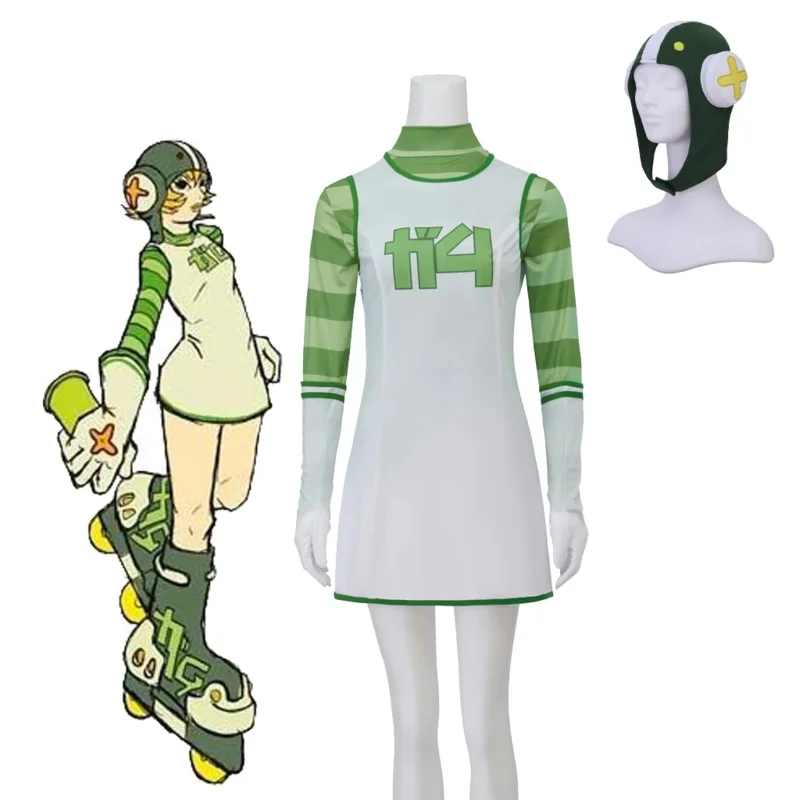 Game gun Jet Set Radio Cosplay costume dress with gloves and hat women Fahion street sports costumes