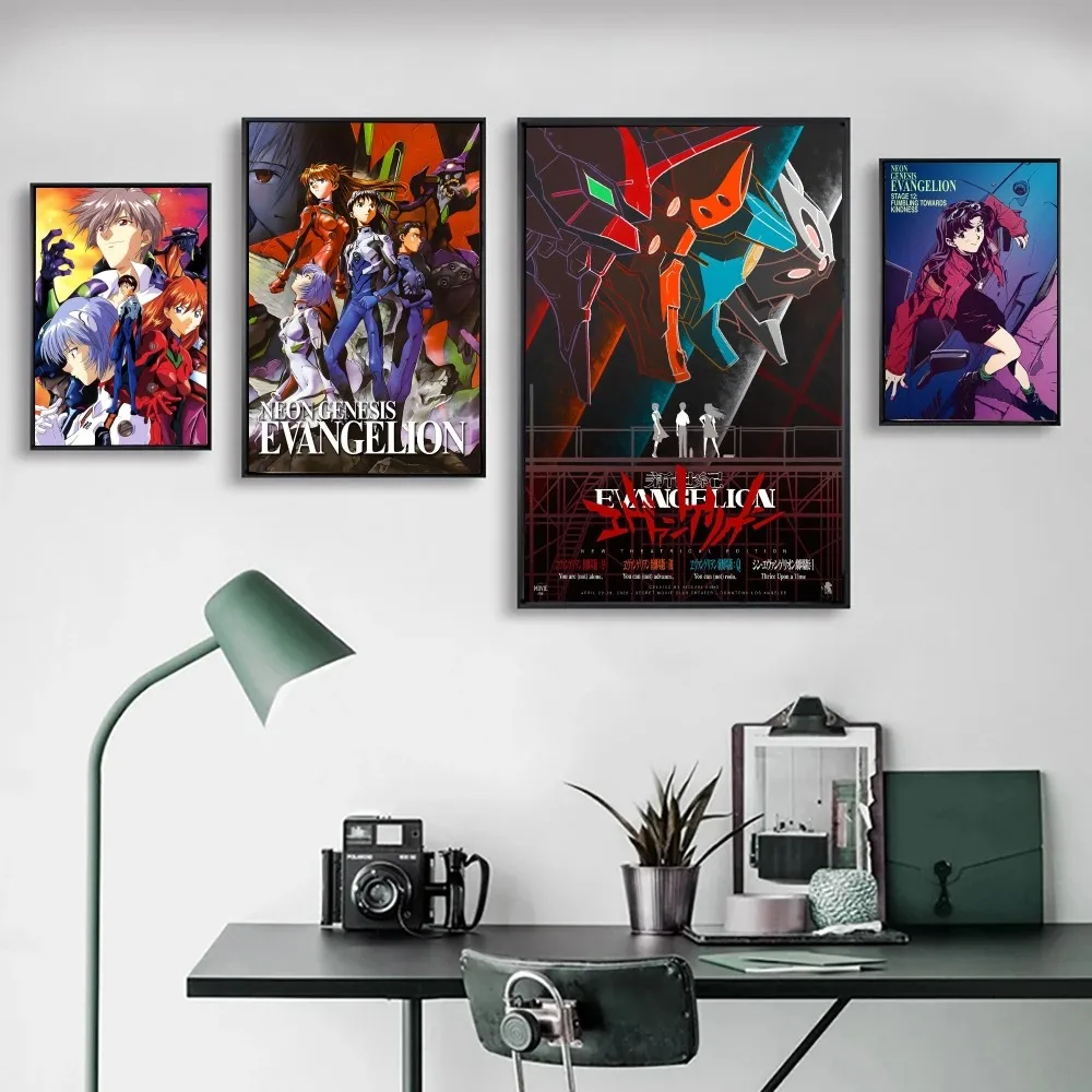 E-Evangelions-Anime Poster Posters Kraft Paper Vintage Poster Wall Art Painting Study Aesthetic Art Small Size Wall Stickers