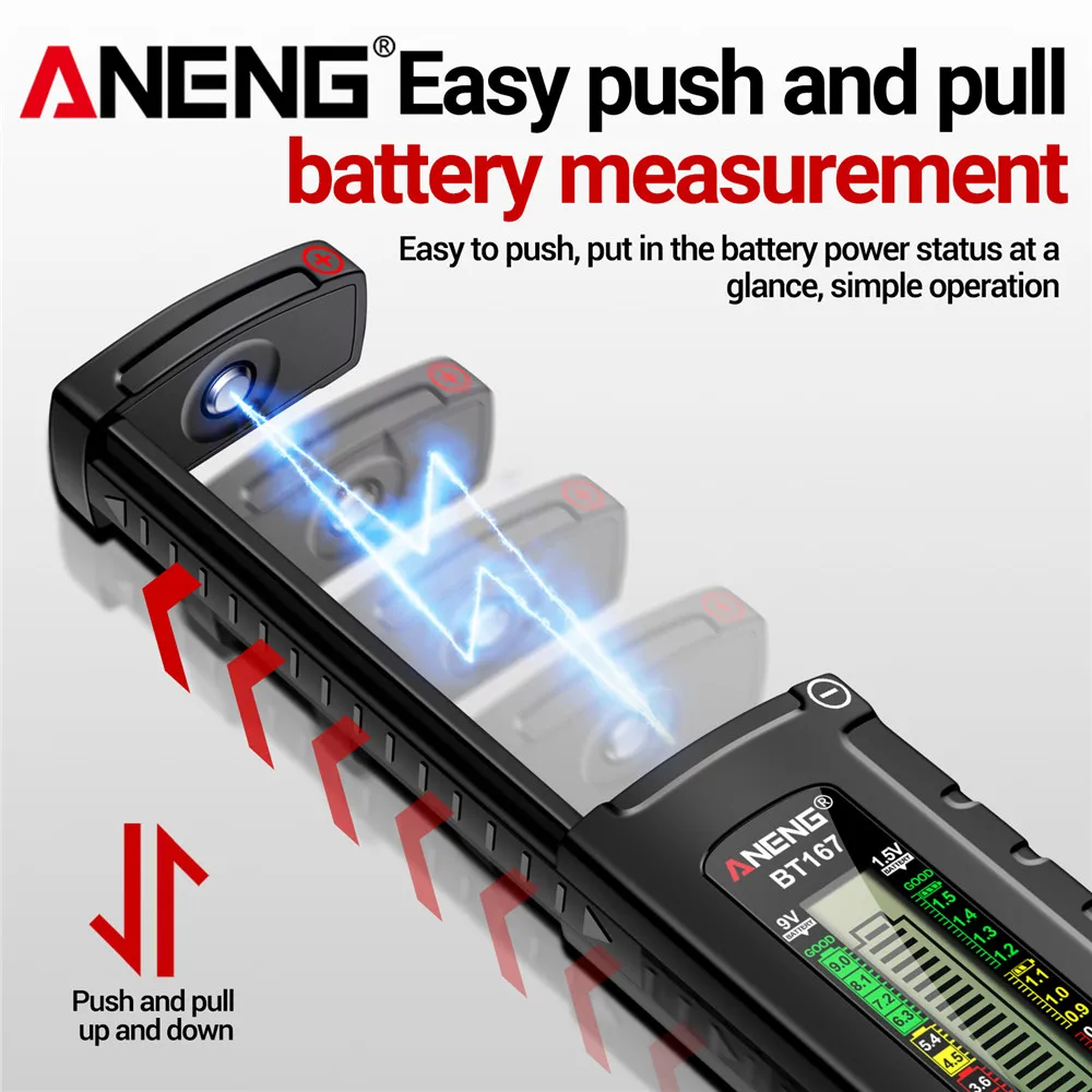 AA AAA 9V 버튼 용 조정 가능한 배터리 테스터 볼트 검사기 다중 크기 범용 배터리 테스터 전압 측정기 도구