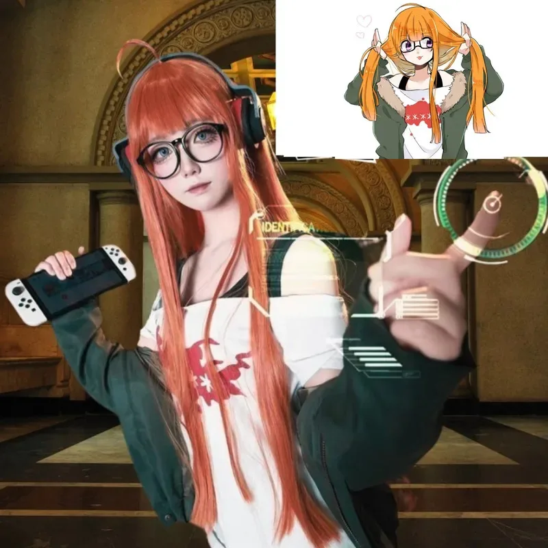 

Futaba Sakura Косплей Костюм Парик Женский Хэллоуин Полный Комплект Униформа Повседневный Костюм Куртка Рубашка Очки FW;3'F,6'T.8'