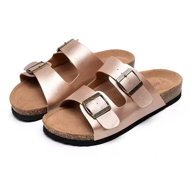 Women Slippers Outdoor Beach Casual Shoes Footware Flip Flop Durable Non-Slip Luxury Men Shoes Gold Rose Color