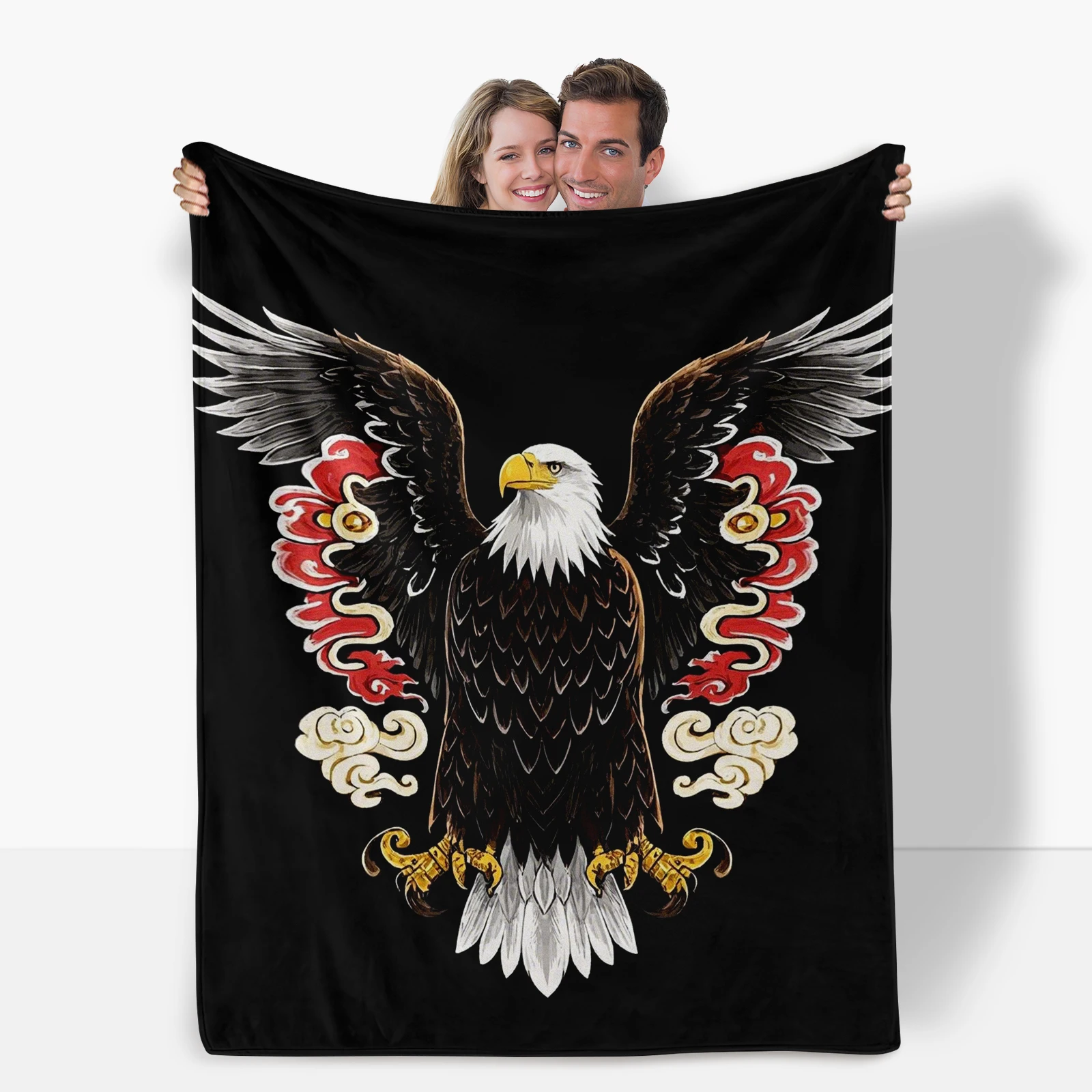 Elegant Soaring Eagle Combined With Classic Chinese Motifs Blanket Ideal Gift For Loved Ones Sharing Warmth And Culture