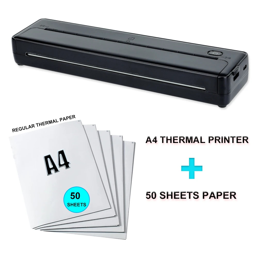 Wireless A4 Portable Thermal Printer Bluetooth PDF Document Photo Printer Folded Paper SOHO Printer Kid Test Paper Mobil Printer