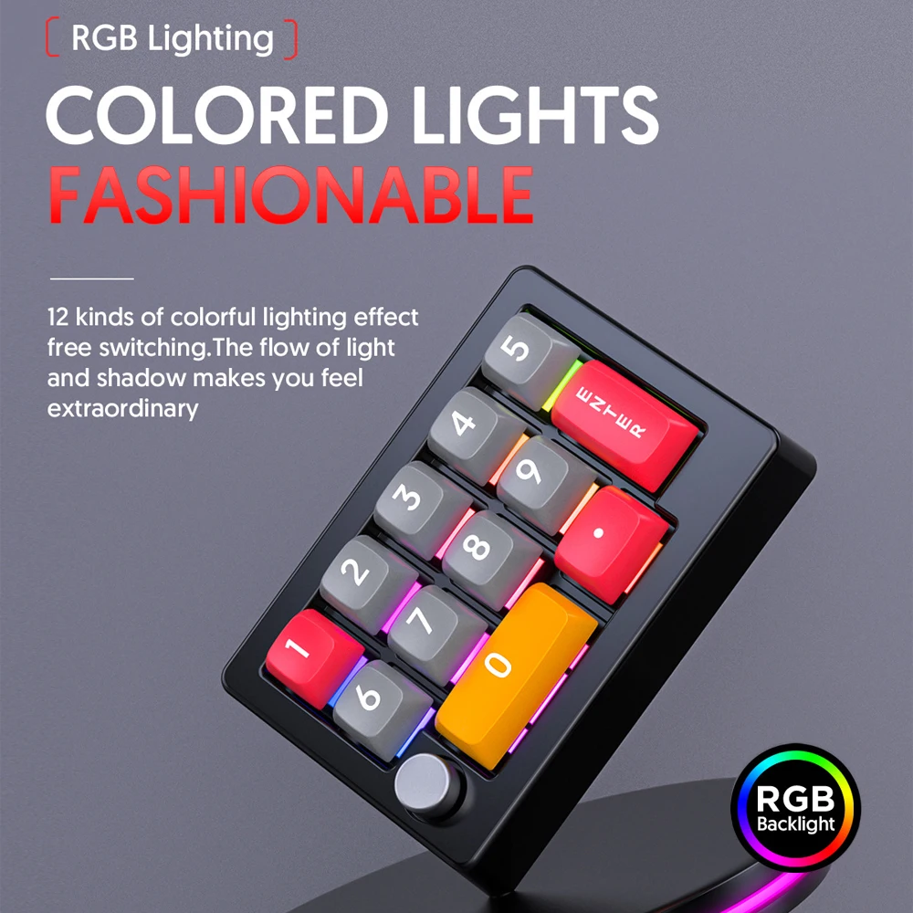 Hot 13 Key Macro Programmable Fully Hot Swappable Mechanical Switch 7 Color RGB Light Gaming Mini Mechanical keyboard with knobs