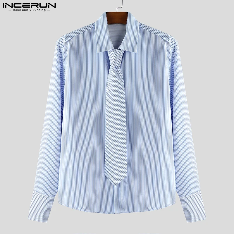 

INCERUN Men Shirt Striped Lapel Long Sleeve Button Casual Men Clothing Streetwear Autumn Loose 2025 Fashion Male Shirts Tops