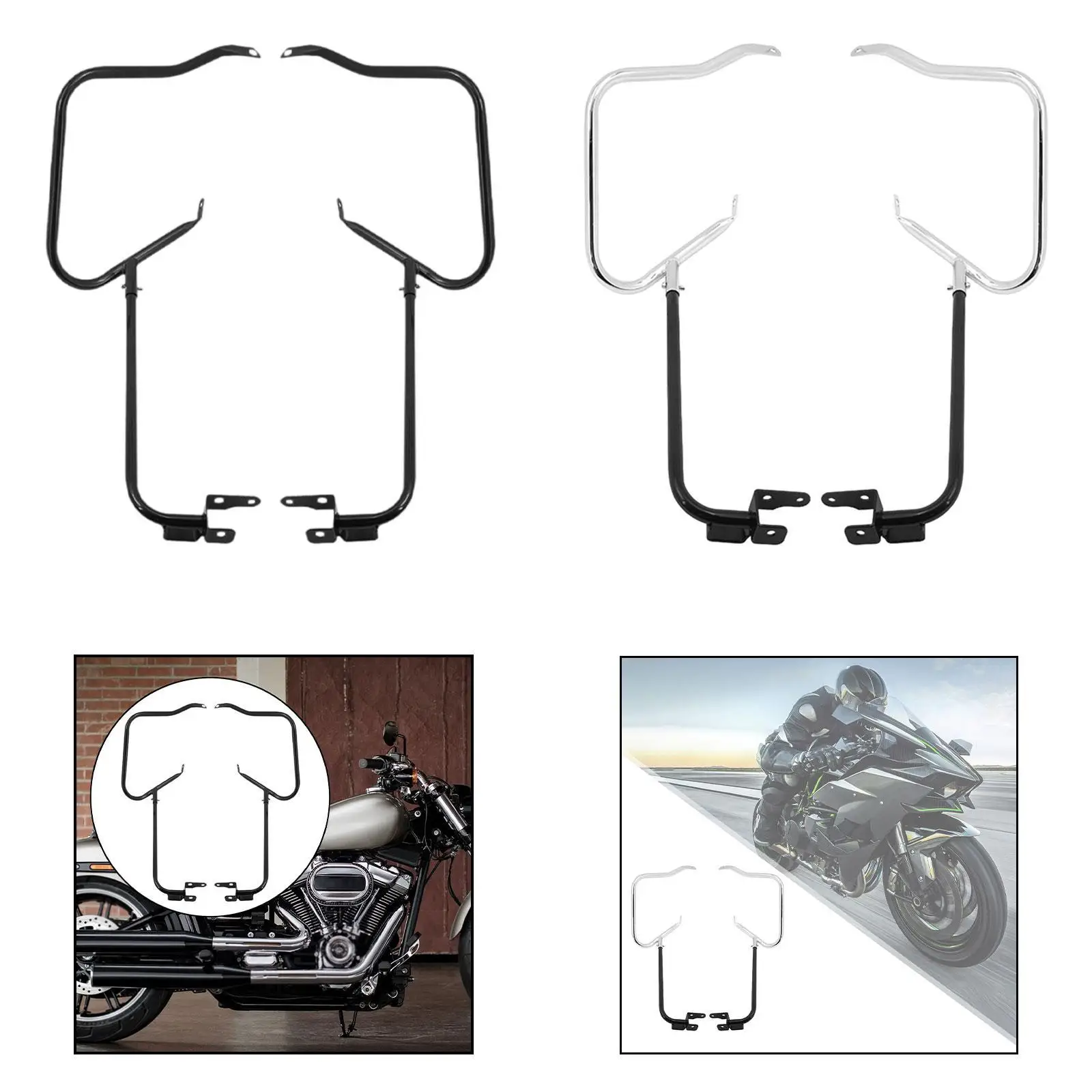 

Durable Steel Saddlebag Guard Support Bar Rear Mount Crash Protection for Outdoor Riding Touring