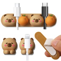 2Styles Portable Capybara Cable Organizer Punch-free Desktop Silicone Fixed Cable Winder Office Cartoon Charging Line Storage