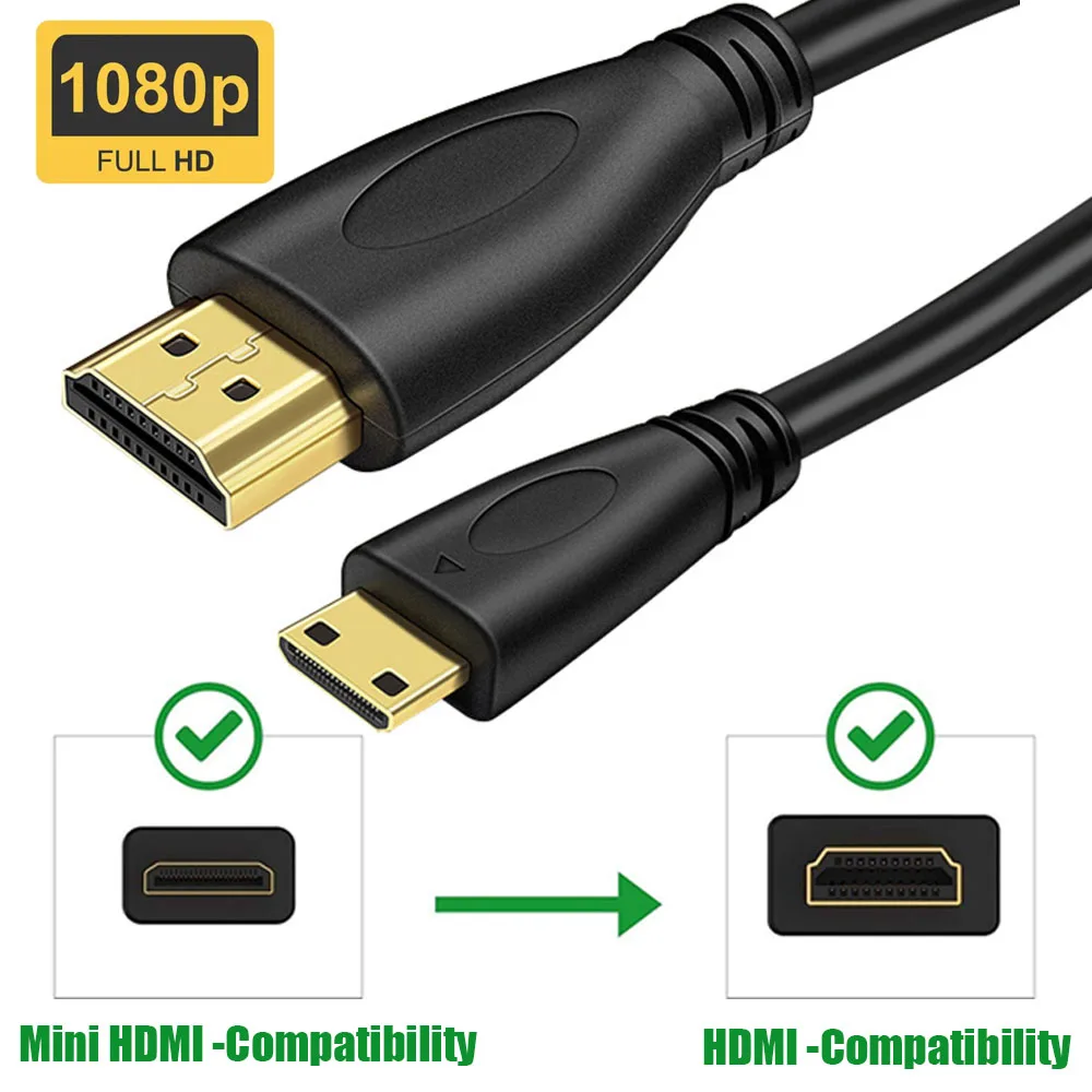 Mini HDMI-Compatibility to HDMI-Compatibility Ethernet 1080P HDTV Male-to-Male for Sceptre Monitor Laptop Tablet Camera Camcorde