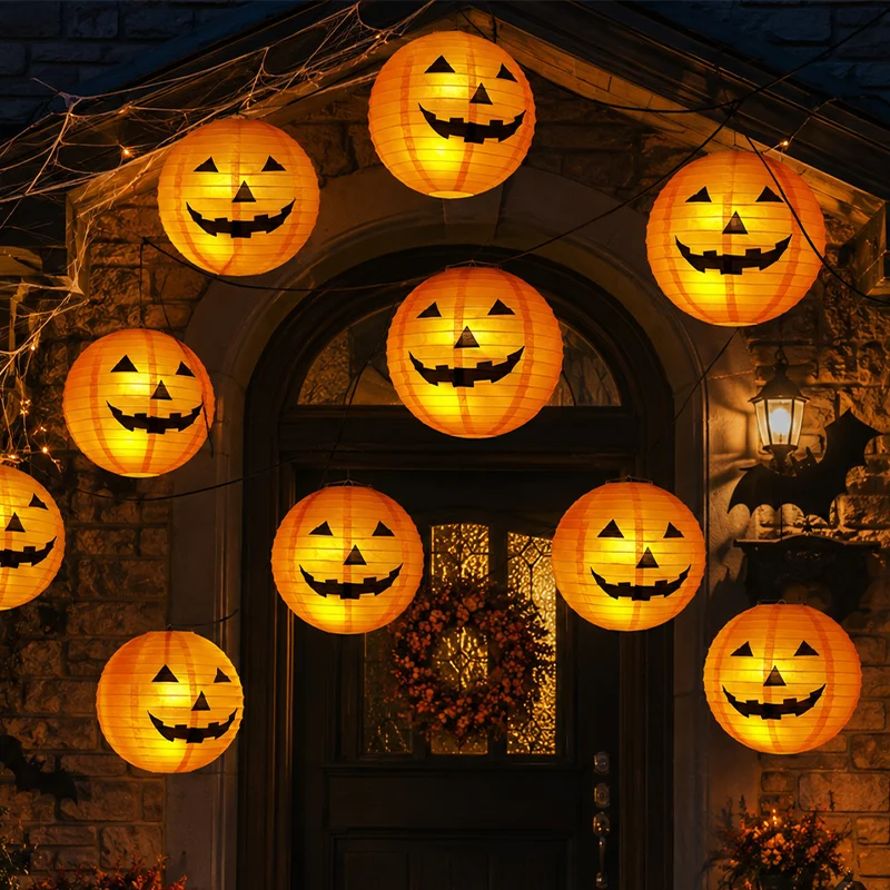 1/3/5 Stück 3D Halloween Papierlaterne Faltbare Kürbis-Dekoration für Geisterhaus-Party Partyzubehör Gruselige Szenendekoration