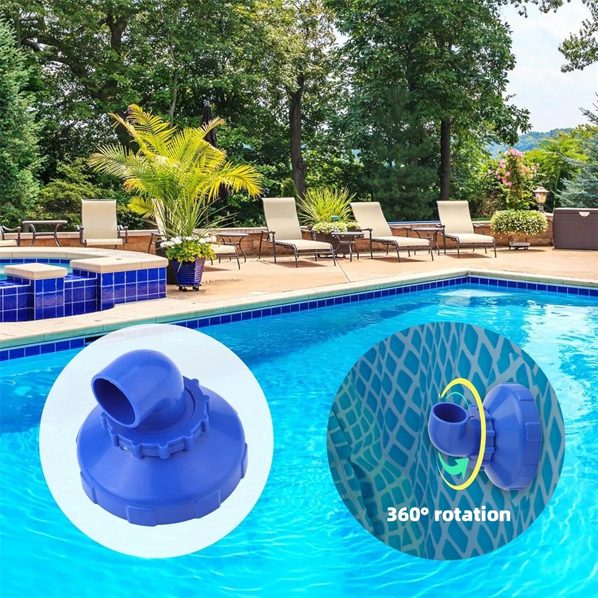 Diameter 32/32/38mm Garden Pool Water Inlet Adapter 360 Degree Rotatable Blue Elbow Joint Outdoor Pool Fountain Accessories 1Pc