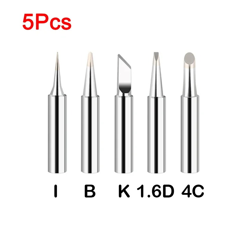 5Pcs I+B+K+1.6D+3C Soldering Iron Tips Set Internal Heating Constant Temperature 900M-T/936 Soldering Iron Head Tips Accessories