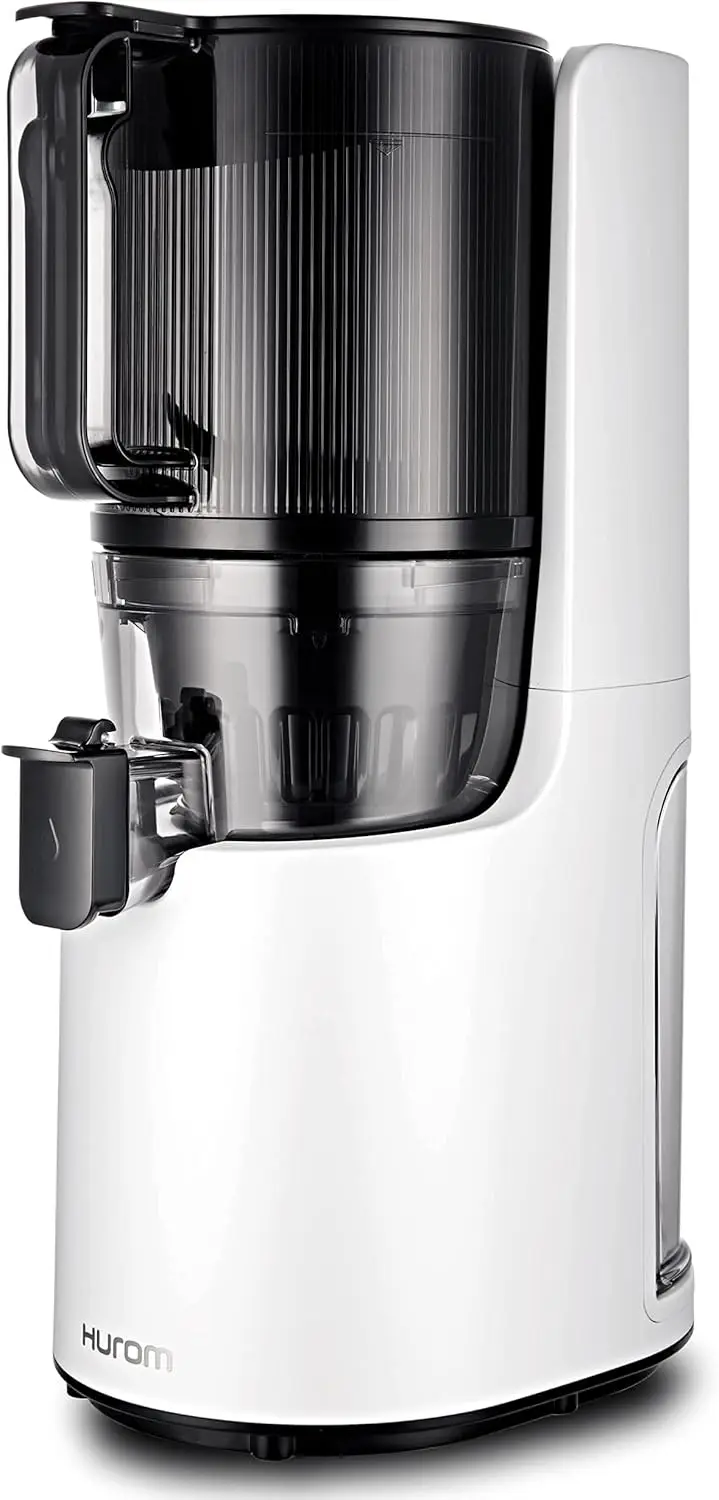 Easy Clean Electronic Juicer Machine (White) - Self Feeding Slow Juicer w Big Mouth to Fit Whole Fruits & Vegetable