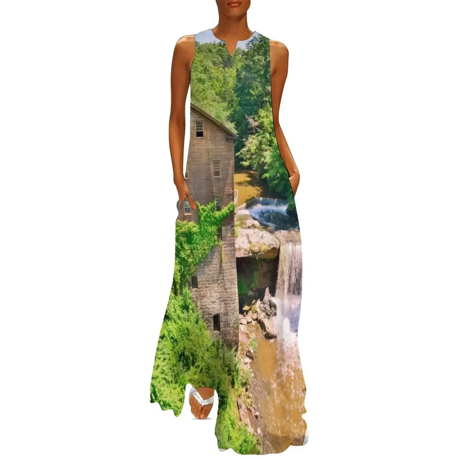 

Mill Creek Park Lanterman's Mill And Covered Bridge Vertical Long Dress long dresses for women cute dress dress summer