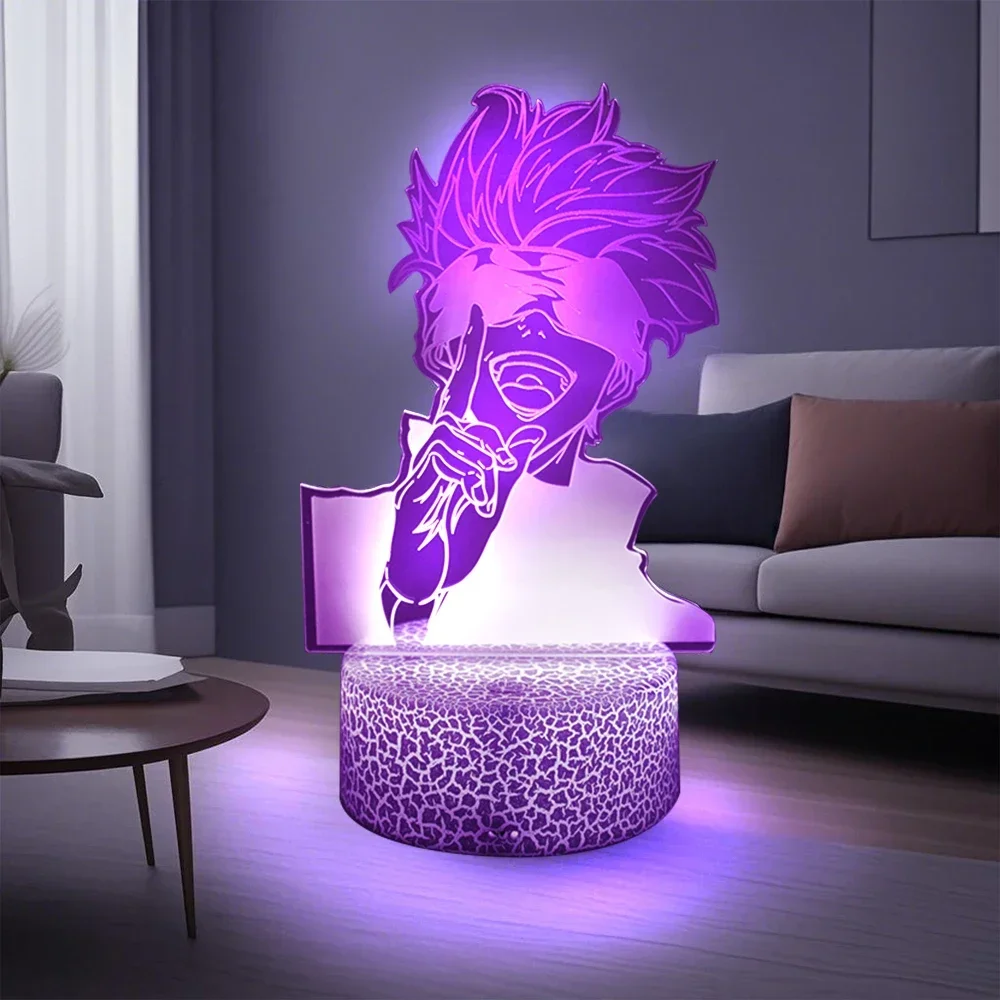 3D โคมไฟอะนิเมะ Gojo Satoru Lampara LED Escritorio ตารางตกแต่ง Lampara Mesa De Noche GAMING Room Night ไฟ