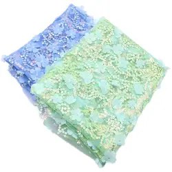3D Three-Dimensional Sequin Petal Embroidery White Mesh Fabric, Background Decoration Stage Clothing Fabric