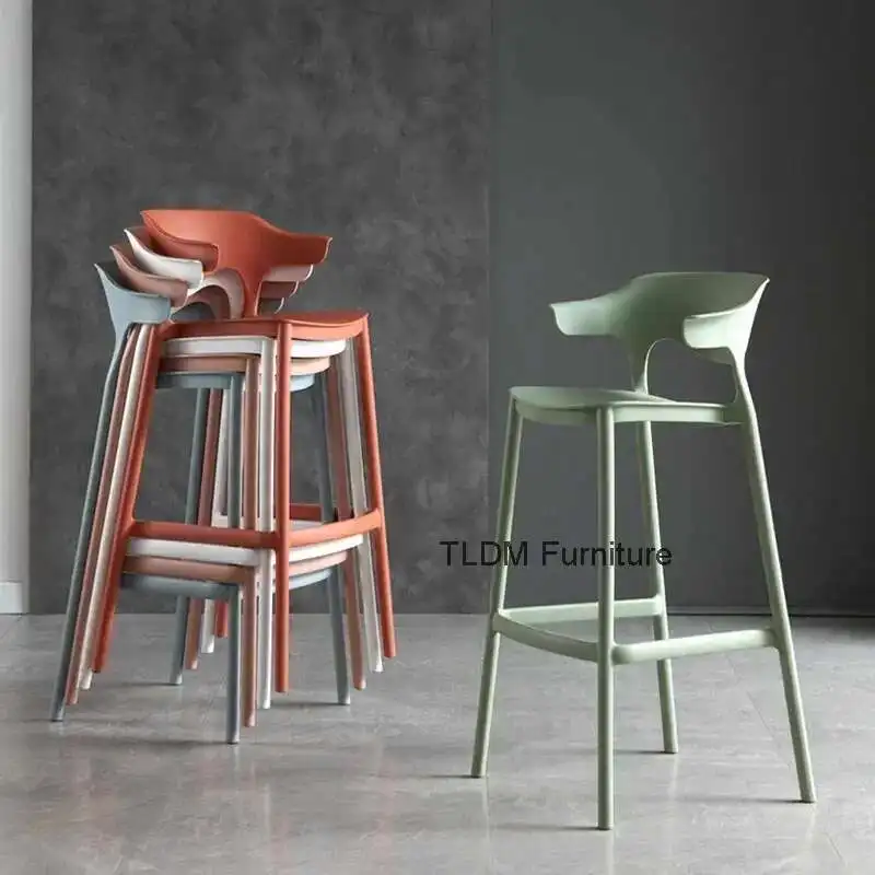 

Kitchen Plastic Bar Stools Ergonomic Restaurant Indoor Bar Ergonomic Chairs Outdoor Modern Backrest Chaise De High Bar Furniture