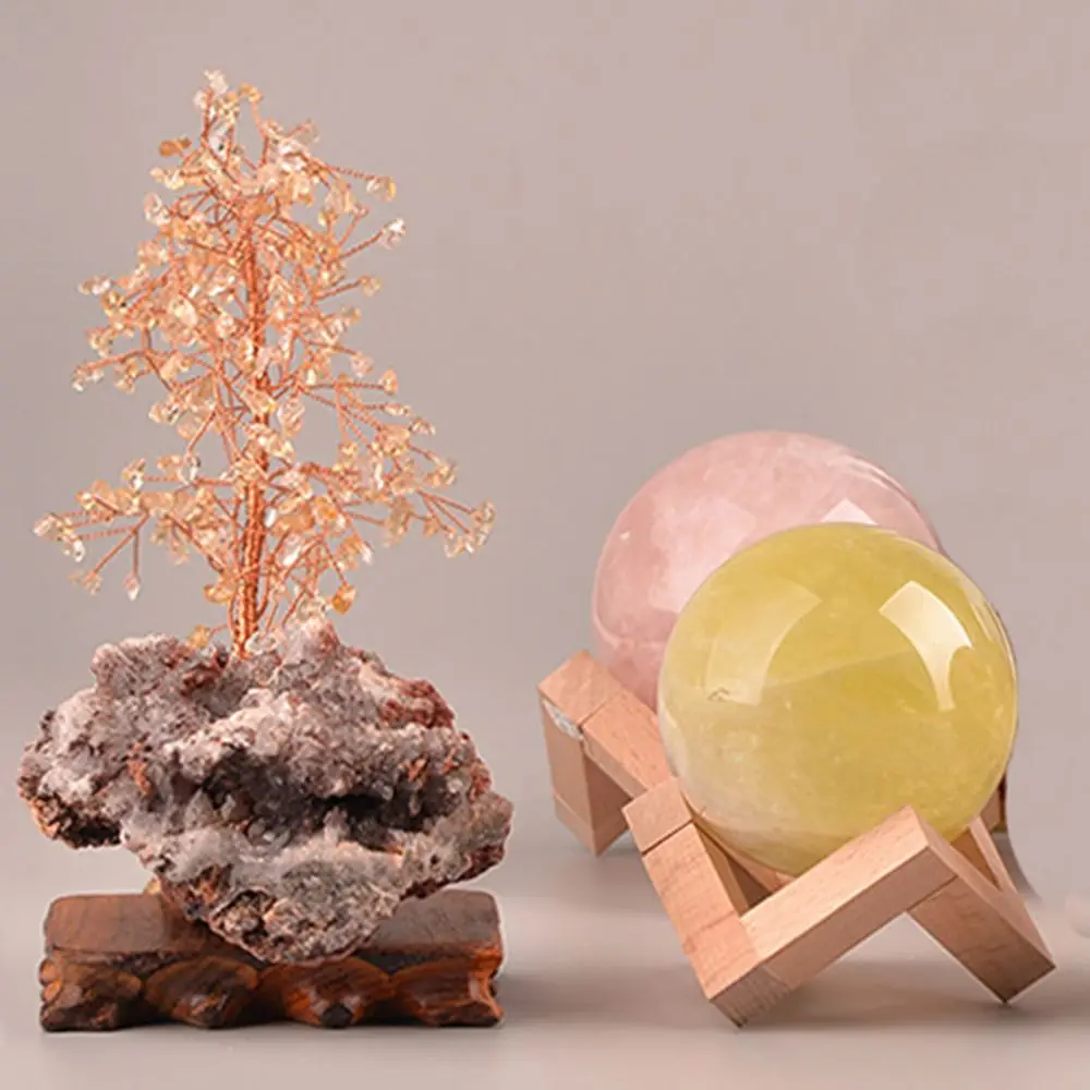Accessories Wooden Craft Desktop Ornament Moon Lamp Base Crystal Ball Holder Glass Sphere Bracket Wood Display Stand