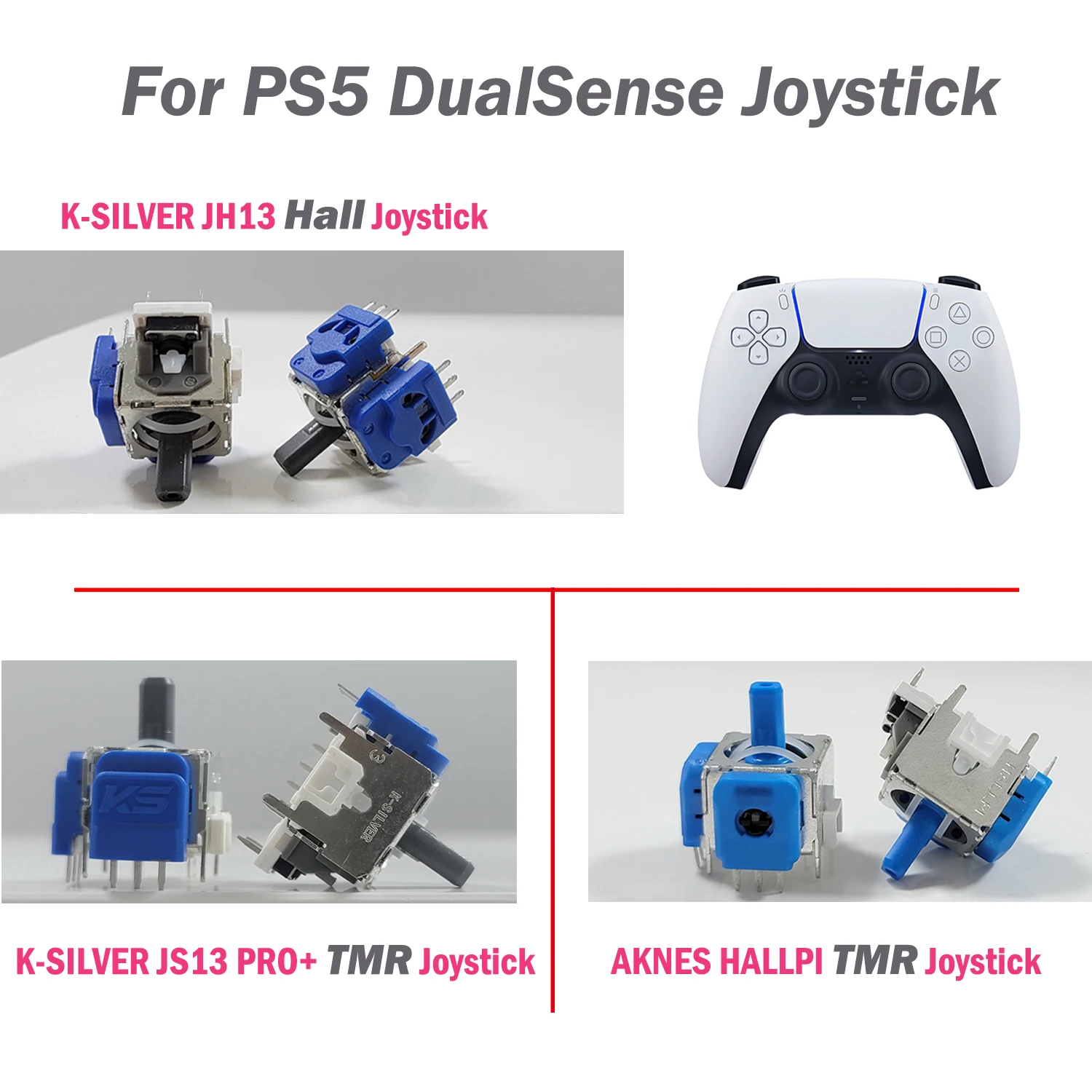 

10PCS K-SILVER JS13 PRO+ AKNES HALLPI TMR Joystick for PS5 3D Analog ThumbStick Hall Joystick Anti-Drift