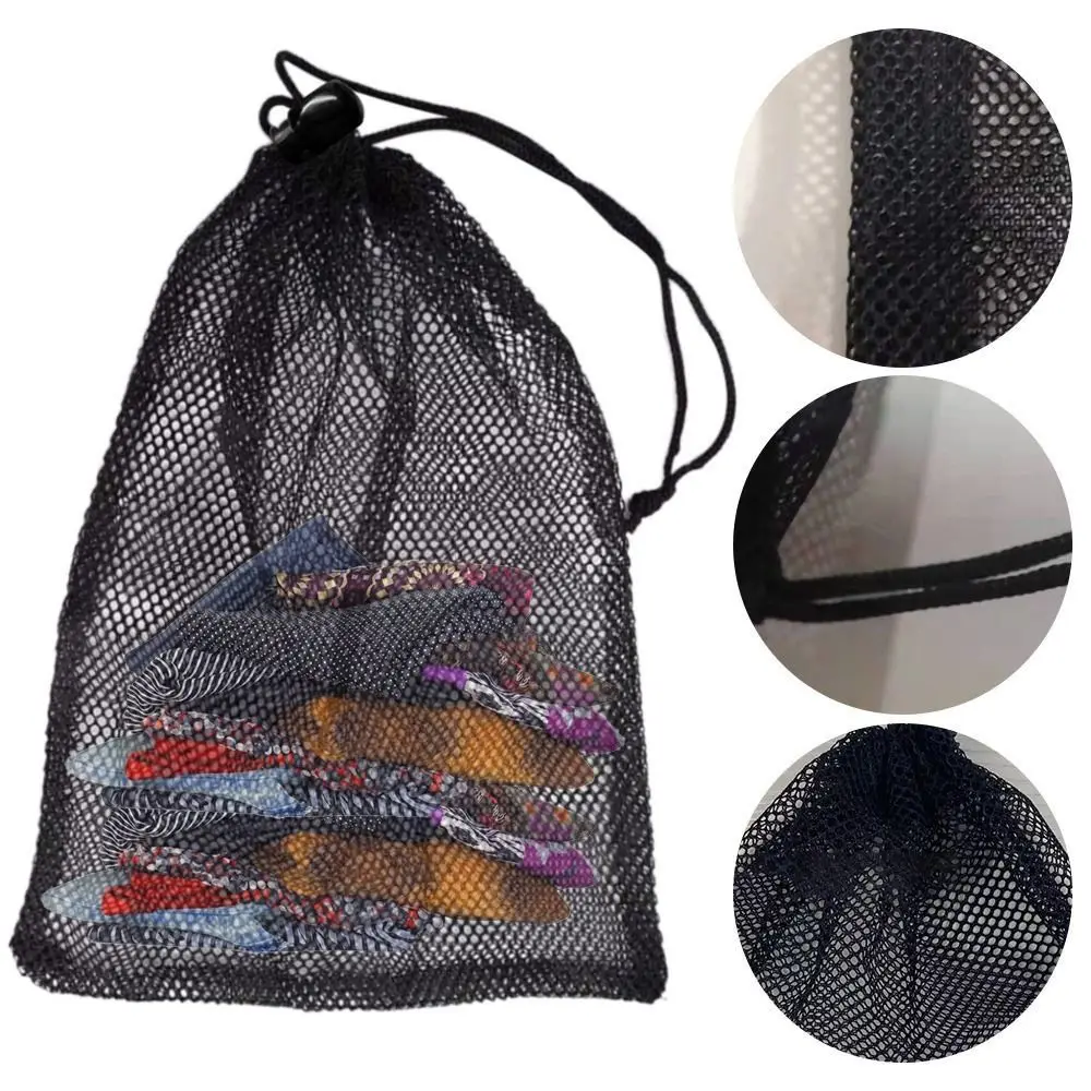 

Portable Multi Purpose Drawstring Storage Pouch Bag Black Breathable Laundry Bag Nylon Mesh Pouch