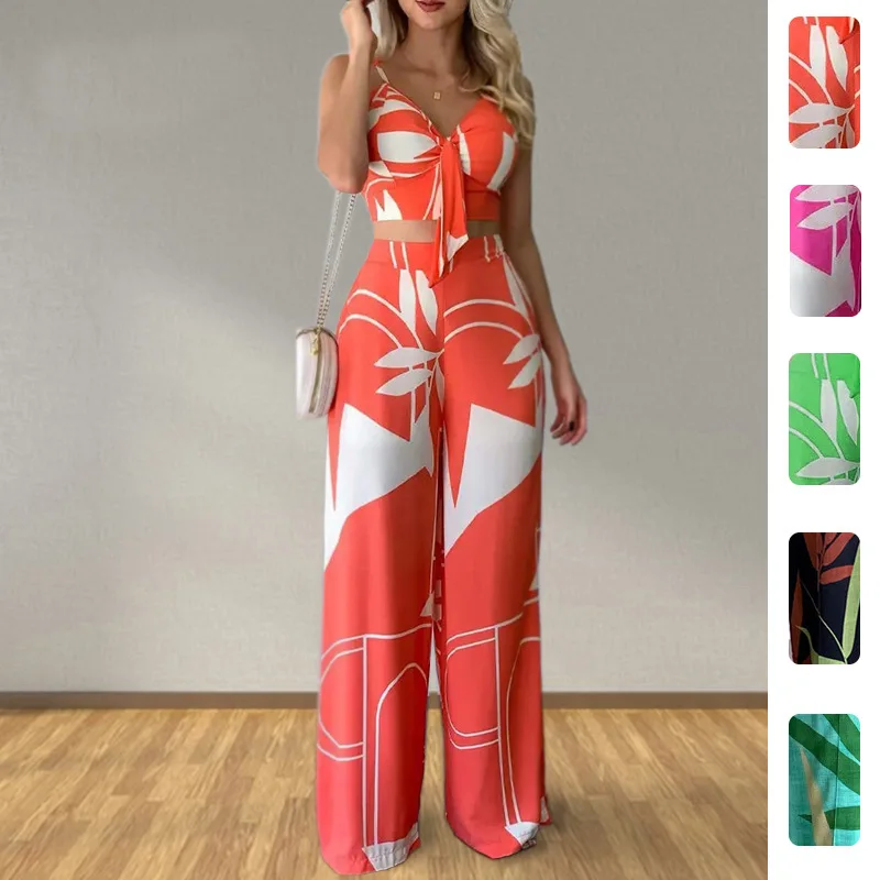 FL Summer New Women Casual Commuter Straight Pants Two Piece Outfit Soft Light Breathable Chic Daily Beach Outdoor Holiday 2026