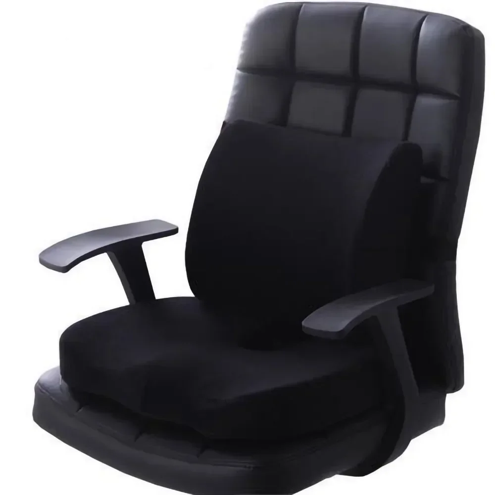 

Seat Cushion Lumbar Support Set Polyester Chair Cushion Flannelette Set Black Cushion and Back Cushions Combination Set