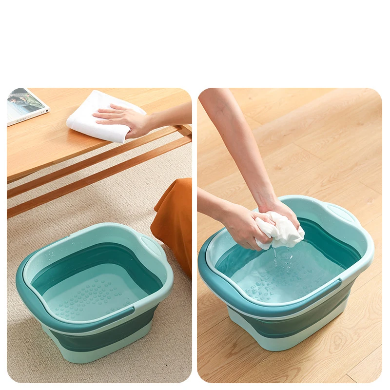 WIKHOSTAR Foldable Bucket Pedicure Tub for Feet Massage Foot Spa Basin Household Folding Basin Laundry Car Washing Bucket