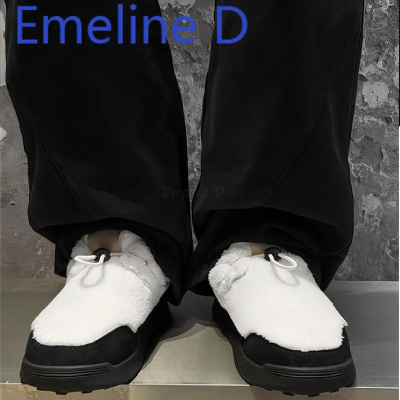 

Fluffy Couple Flat Boots Thick Soles Plush Added Casual and Versatile Look Simple and Easy To Go Out Just One Foot On Snow Boots