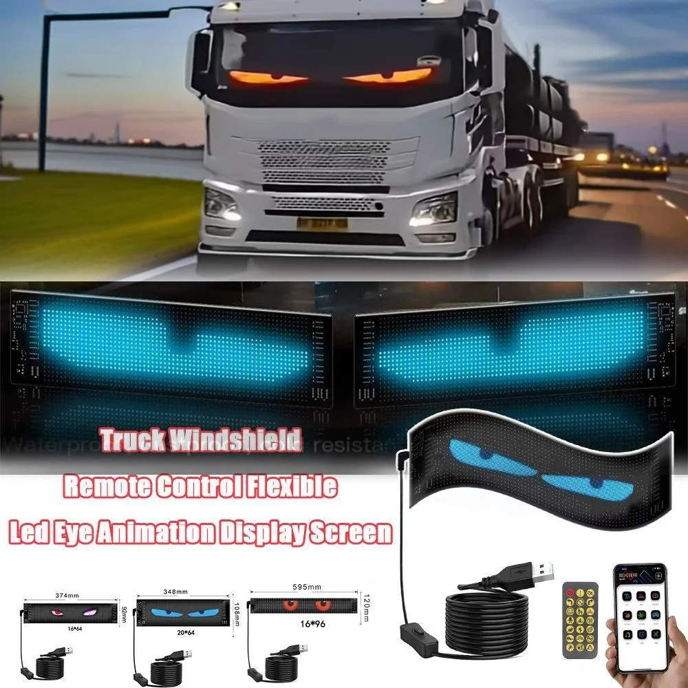 Truck Eye Led Display Animation USB 5V Led Matrix Panel Bluetooth App Control Programmable Flexible Screen Led Car Light