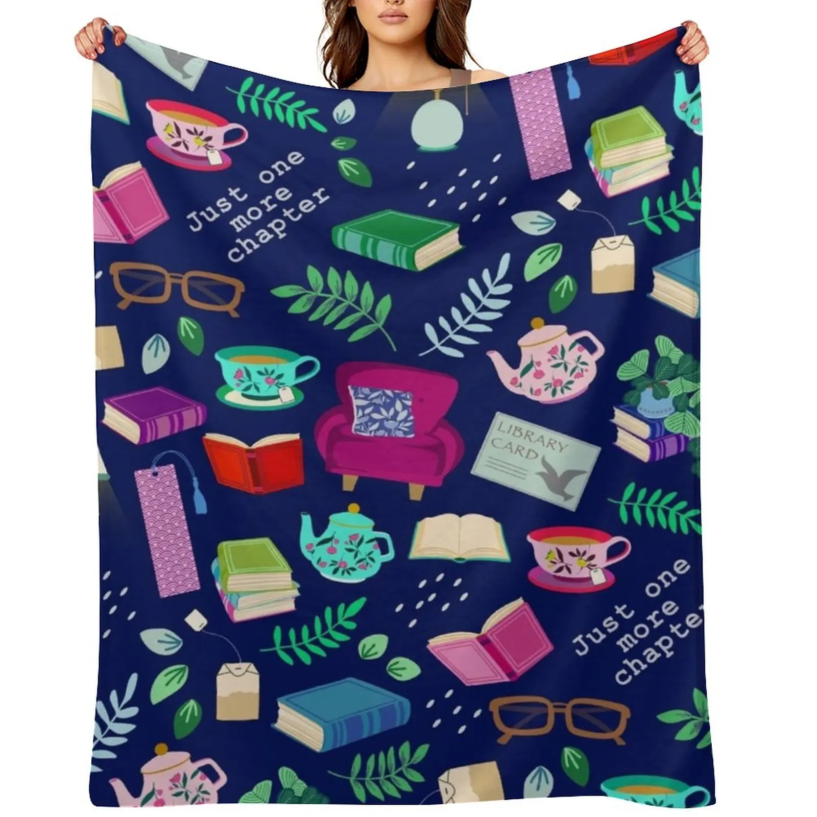 Cozy books and tea Throw Blanket Summer Beddings Bed covers Fashion Sofas Winter beds Blankets
