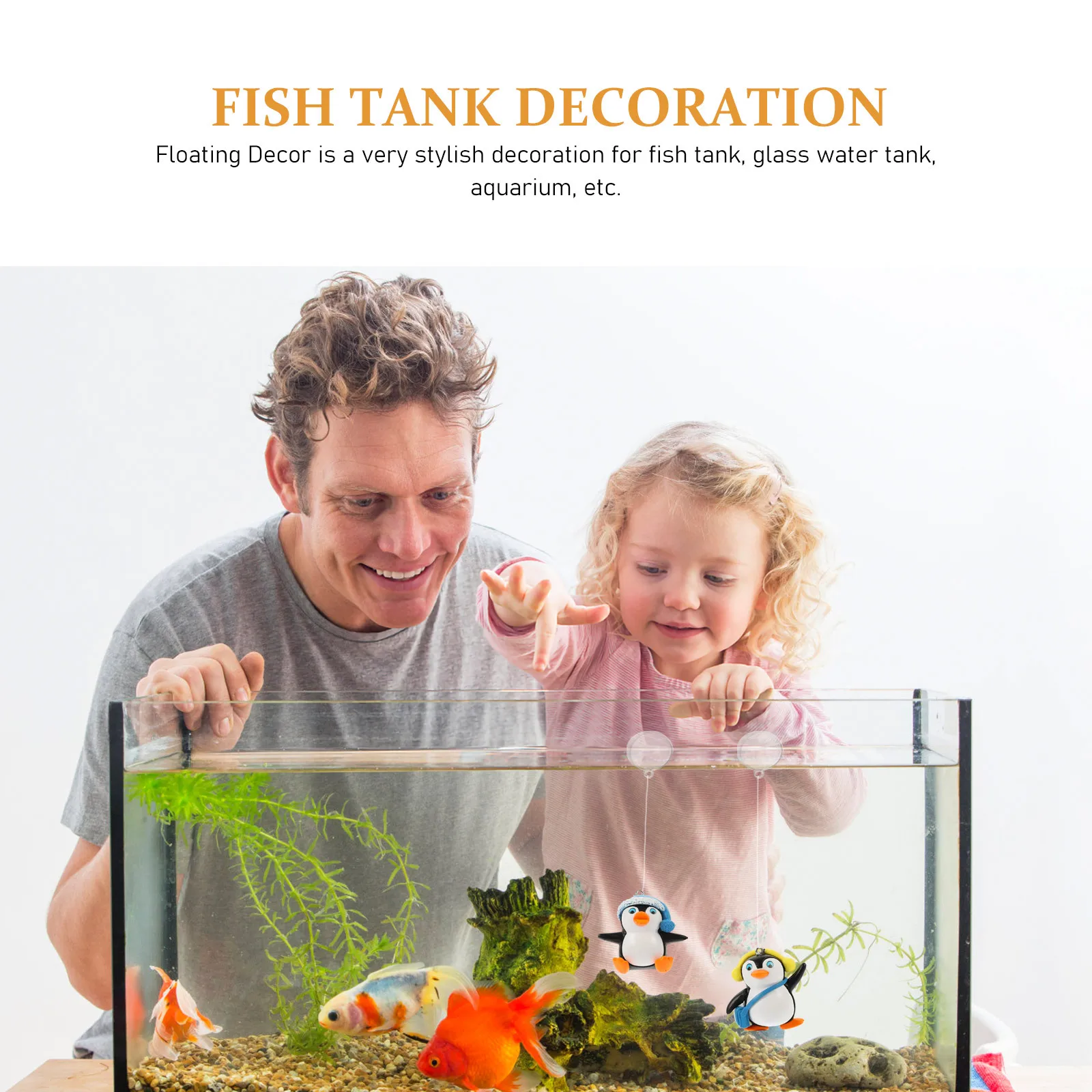 

4Pcs Floating Penguin Aquarium Decor Lovely Household Fish Tank Ornament Wear-Resistant Delicate Decoration for Glass Water Tank