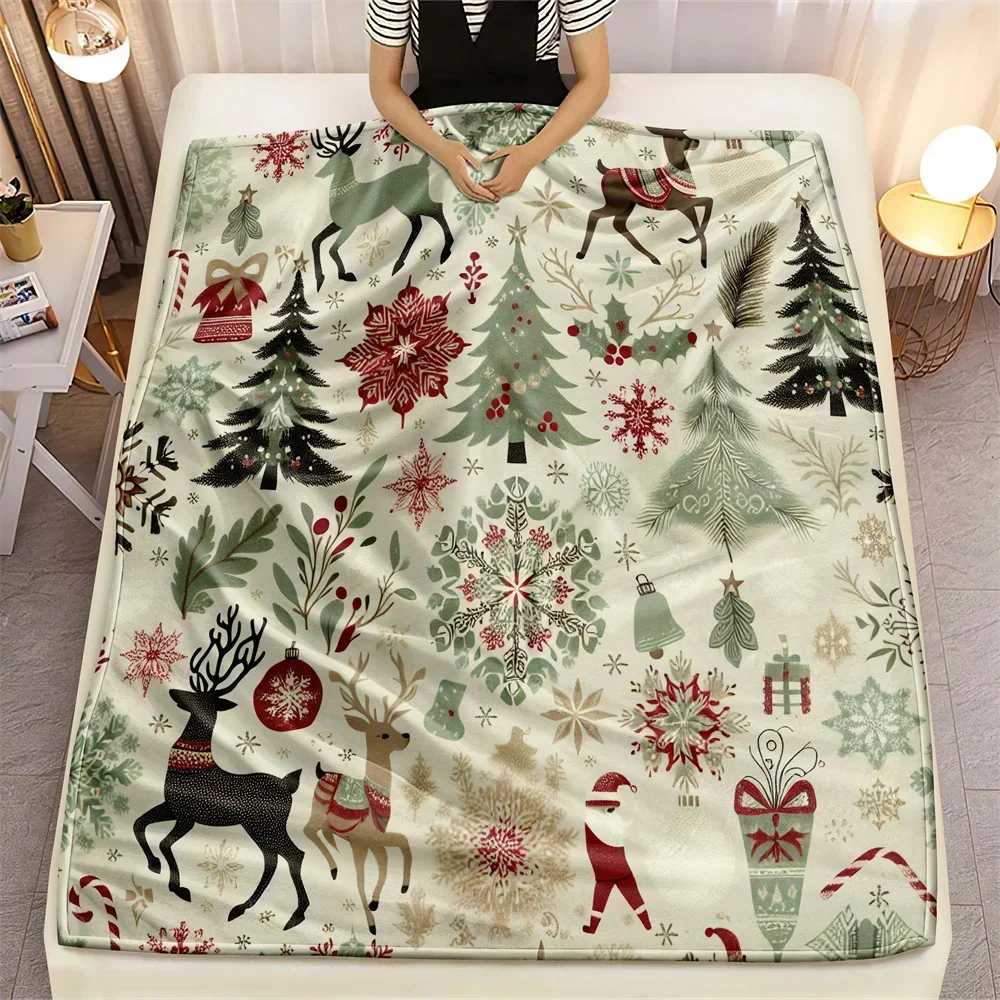 Charming Green Deer Design Soft Microfiber Throw Blanket – Cozy for Bed, Sofa, Camping, Picnic & Winter Warmth Decor - view 2