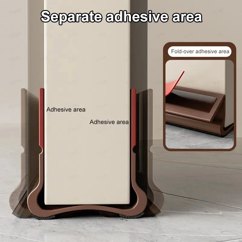 93cm Self-adhesive Door Bottom Sealing Strip PVC Flexible Door Gap Wind and Dust Proof Weather Strip with Soundproofing Felt