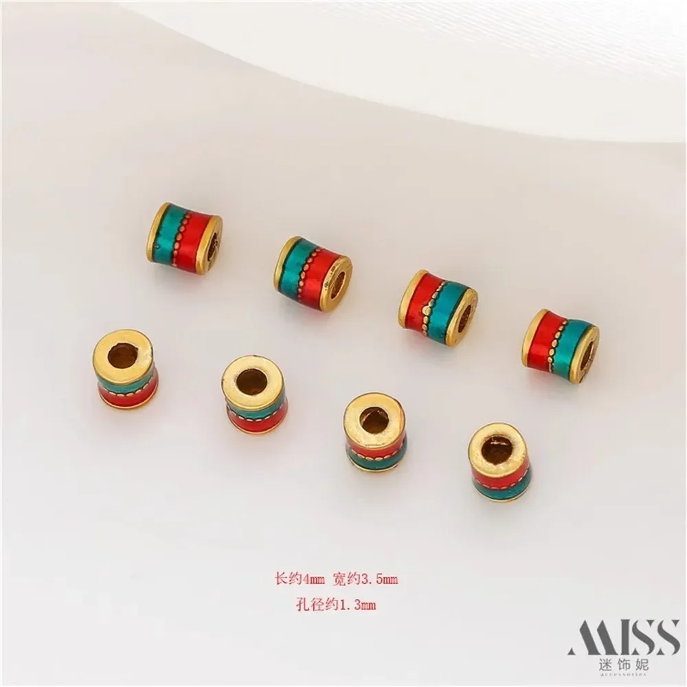 

14K Gold Bag Color Oil Dripping Small Hole Bucket Beads DIY Beaded Loose Beads Handmade Bracelets Necklaces Jewelry Accessories